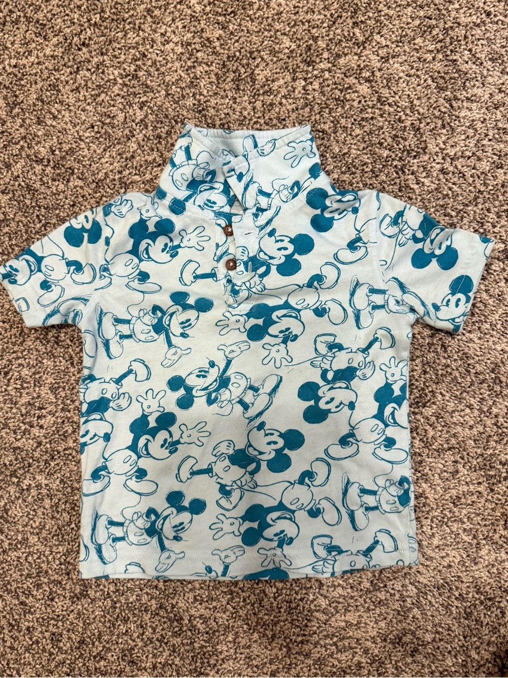 jumping beans Light Blue Polo with Teal Mickey Mouse Print